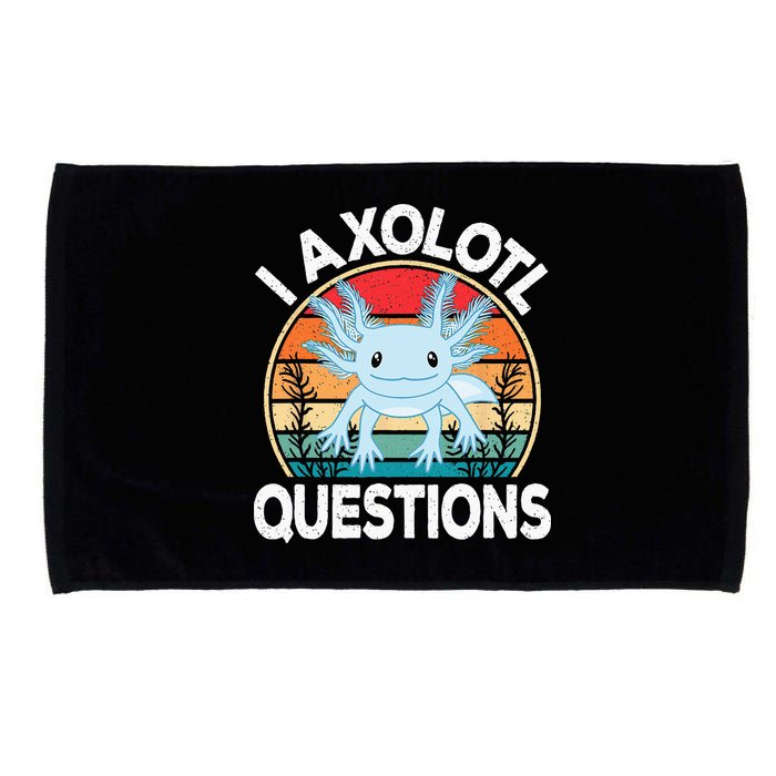 Funny I Axolotl Questions Cute Blue Axolotl Kawaii Retro Microfiber Hand Towel