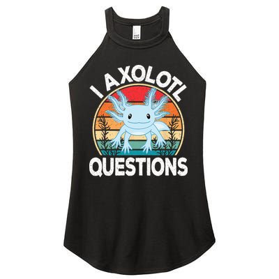 Funny I Axolotl Questions Cute Blue Axolotl Kawaii Retro Women's Perfect Tri Rocker Tank