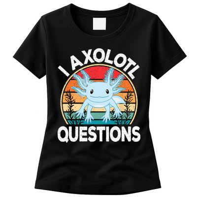 Funny I Axolotl Questions Cute Blue Axolotl Kawaii Retro Womens T-Shirt