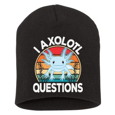 Funny I Axolotl Questions Cute Blue Axolotl Kawaii Retro Short Acrylic Beanie