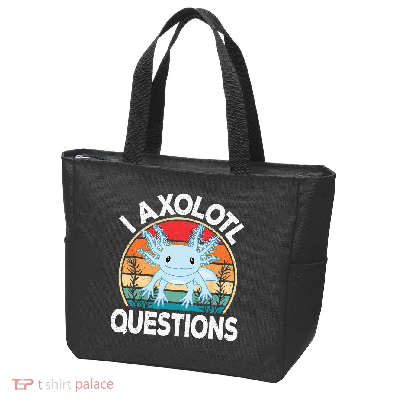 Funny I Axolotl Questions Cute Blue Axolotl Kawaii Retro Zip Tote Bag