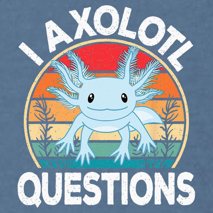 Funny I Axolotl Questions Cute Blue Axolotl Kawaii Retro Garment-Dyed Sweatshirt