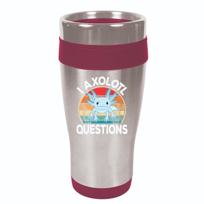 Funny I Axolotl Questions Cute Blue Axolotl Kawaii Retro 16oz Travel Tumbler