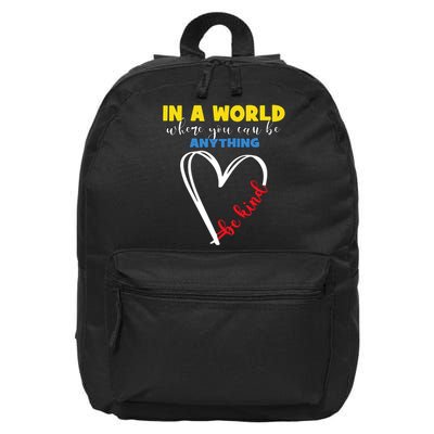 funny in a world where you can be anything be kind vintage 16 in Basic Backpack