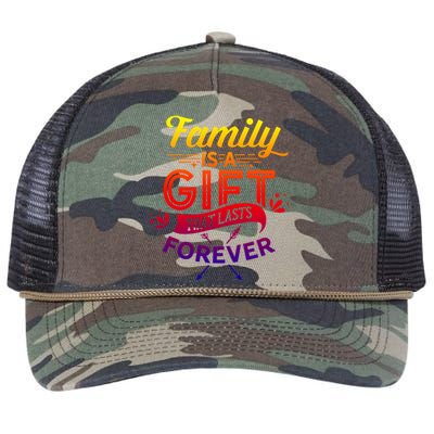 Family Is A Gift That Lasts Forever Families Reunion Party Cool Gift Retro Rope Trucker Hat Cap