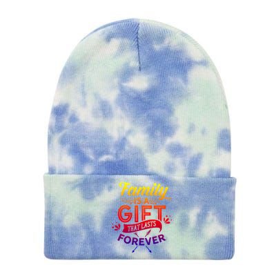 Family Is A Gift That Lasts Forever Families Reunion Party Cool Gift Tie Dye 12in Knit Beanie