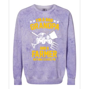 Farmer Im A Dad Grandpa And A Farmer Nothing Scares Me Meaningful Gift Colorblast Crewneck Sweatshirt