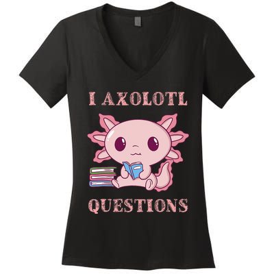 Funny I Axolotl Questions Cute Axolotl Kids Girl Women's V-Neck T-Shirt