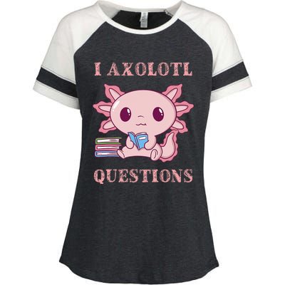 Funny I Axolotl Questions Cute Axolotl Kids Girl Enza Ladies Jersey Colorblock Tee