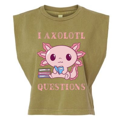 Funny I Axolotl Questions Cute Axolotl Kids Girl Garment-Dyed Women's Muscle Tee