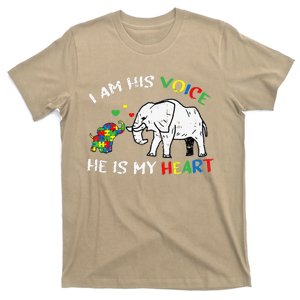 Funny I Am His Voice He Is My Heart Autism Awareness Gifts For Mom T-Shirt