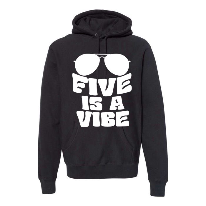 Five Is A Vibe Sunglasses 5th Birthday Theme Fifth Bday Premium Hoodie