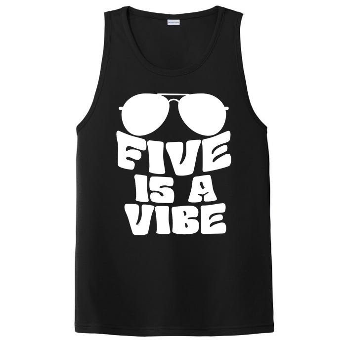 Five Is A Vibe Sunglasses 5th Birthday Theme Fifth Bday PosiCharge Competitor Tank