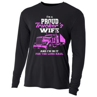 Funny I'm A Proud Trackers Wife. Truck Drivers Mum Cooling Performance Long Sleeve Crew