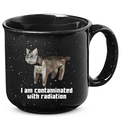 Funny I Am Contaminated With Radiation Ironic Cat Meme 15oz Campfire Ceramic Mug