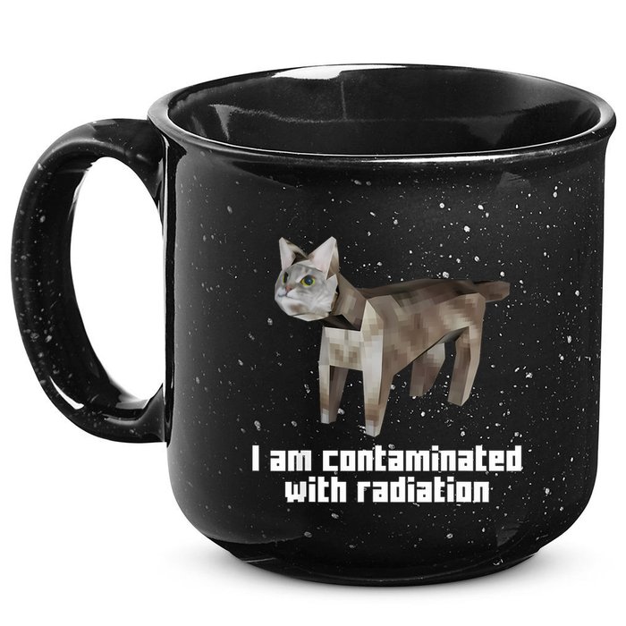 Funny I Am Contaminated With Radiation Ironic Cat Meme 15oz Campfire Ceramic Mug