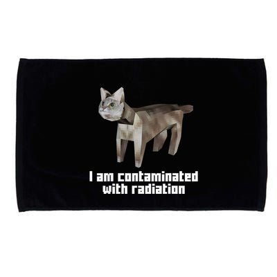 Funny I Am Contaminated With Radiation Ironic Cat Meme Microfiber Hand Towel