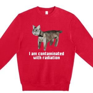 Funny I Am Contaminated With Radiation Ironic Cat Meme Premium Crewneck Sweatshirt