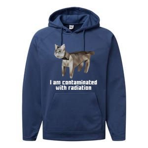 Funny I Am Contaminated With Radiation Ironic Cat Meme Performance Fleece Hoodie