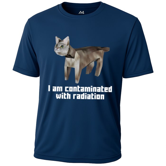 Funny I Am Contaminated With Radiation Ironic Cat Meme Cooling Performance Crew T-Shirt