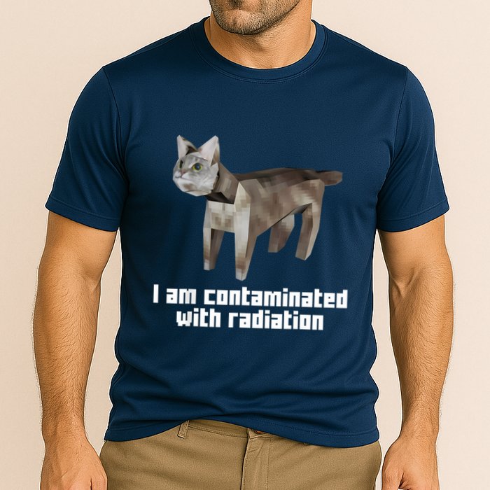 Funny I Am Contaminated With Radiation Ironic Cat Meme Cooling Performance Crew T-Shirt