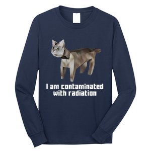 Funny I Am Contaminated With Radiation Ironic Cat Meme Long Sleeve Shirt