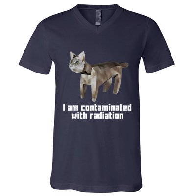 Funny I Am Contaminated With Radiation Ironic Cat Meme V-Neck T-Shirt