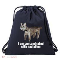 Funny I Am Contaminated With Radiation Ironic Cat Meme Drawstring Bag