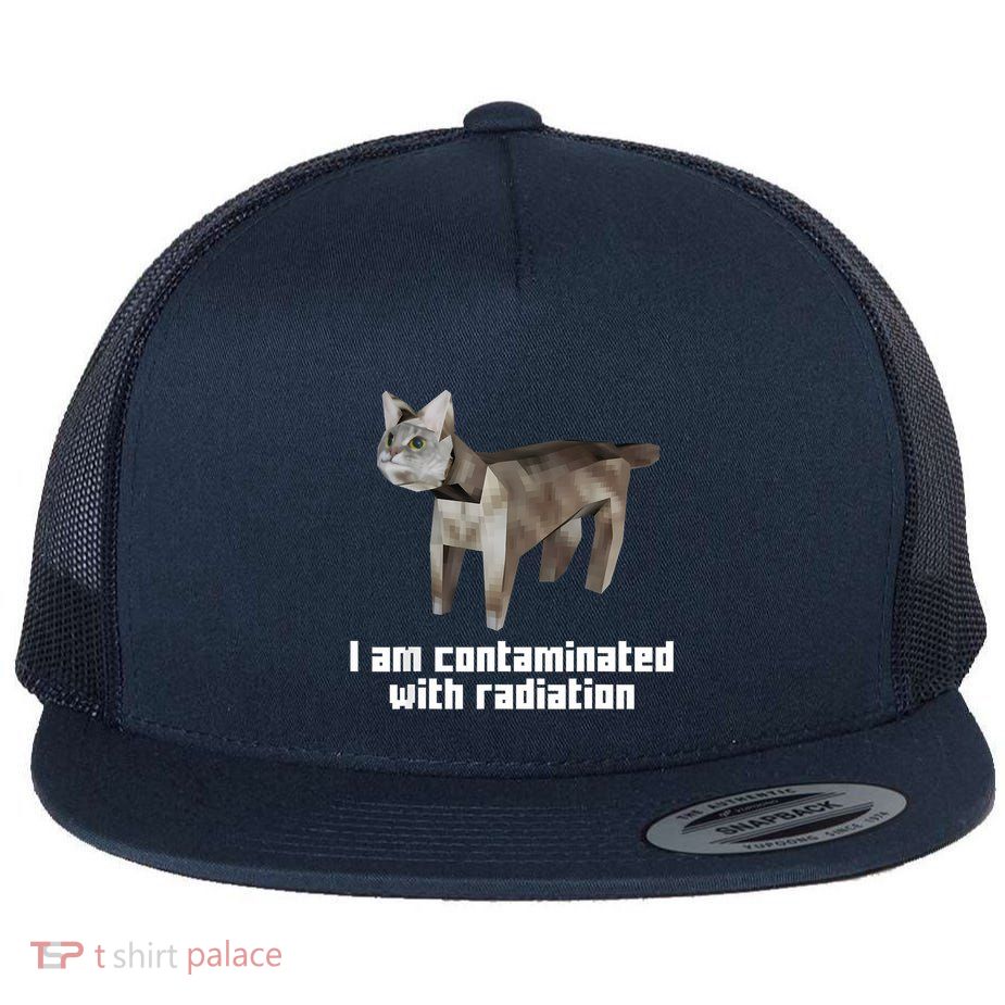 Funny I Am Contaminated With Radiation Ironic Cat Meme Flatbill Hat
