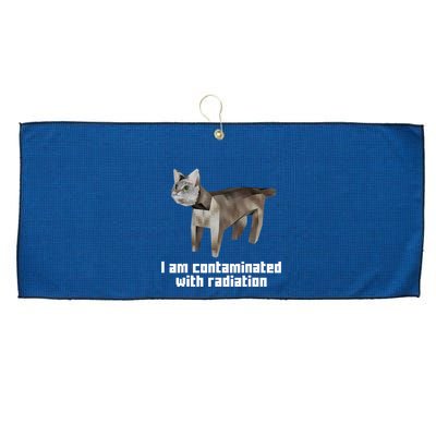 Funny I Am Contaminated With Radiation Ironic Cat Meme Large Microfiber Waffle Golf Towel