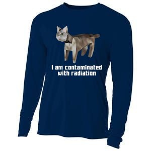 Funny I Am Contaminated With Radiation Ironic Cat Meme Cooling Performance Long Sleeve Crew