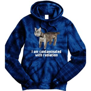 Funny I Am Contaminated With Radiation Ironic Cat Meme Tie Dye Hoodie