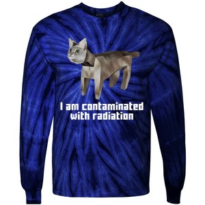 Funny I Am Contaminated With Radiation Ironic Cat Meme Tie-Dye Long Sleeve Shirt