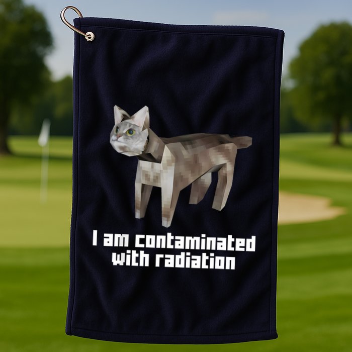 Funny I Am Contaminated With Radiation Ironic Cat Meme Golf Towel