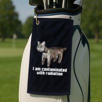 Funny I Am Contaminated With Radiation Ironic Cat Meme Golf Towel
