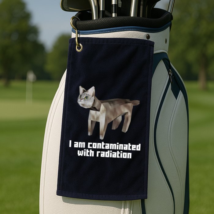 Funny I Am Contaminated With Radiation Ironic Cat Meme Golf Towel