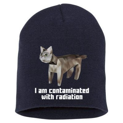 Funny I Am Contaminated With Radiation Ironic Cat Meme Short Acrylic Beanie