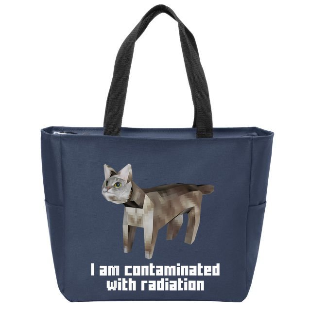 Funny I Am Contaminated With Radiation Ironic Cat Meme Zip Tote Bag