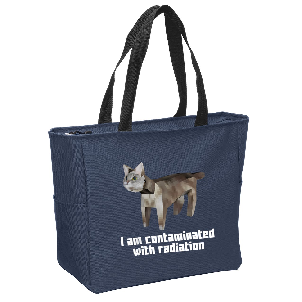 Funny I Am Contaminated With Radiation Ironic Cat Meme Zip Tote Bag