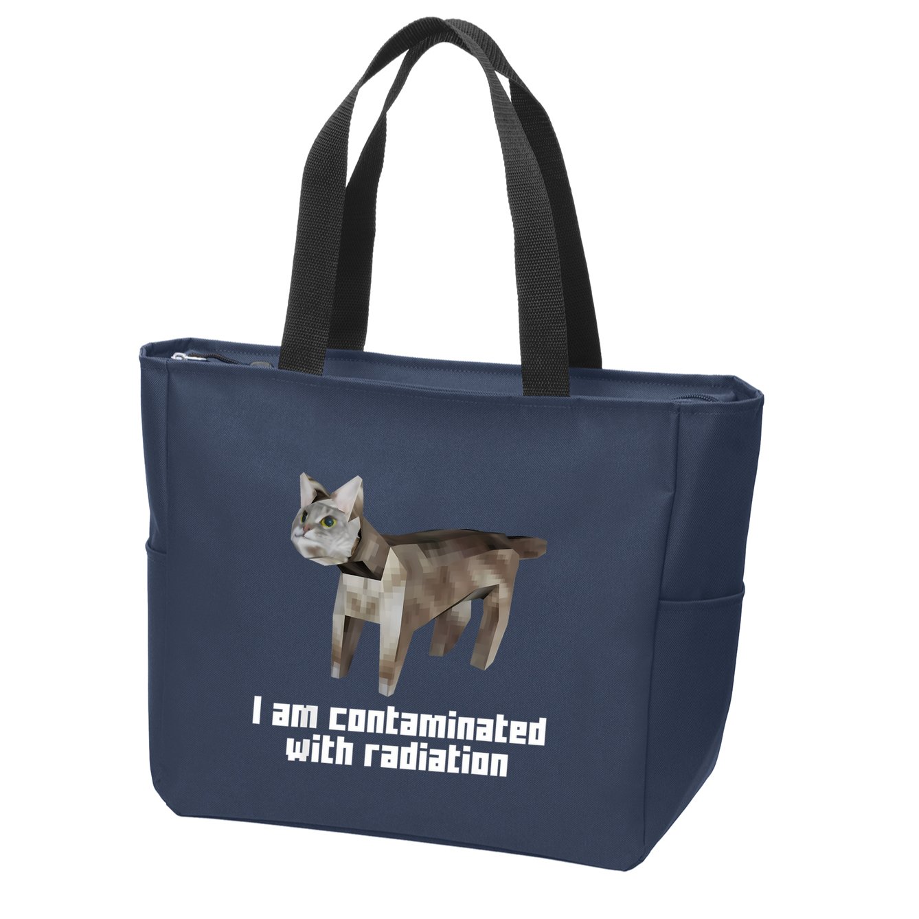 Funny I Am Contaminated With Radiation Ironic Cat Meme Zip Tote Bag