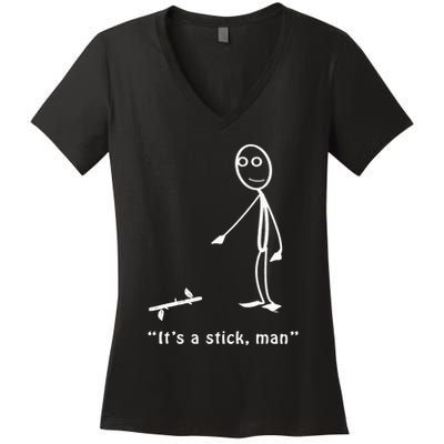 Funny ItS A Stick Man Stickman Costume Stick Figure Women's V-Neck T-Shirt