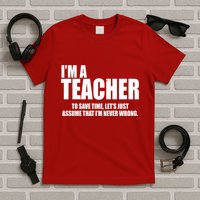Funny Im A Teacher To Save Time Lets Just Assume That Im Never Wrong T-Shirt