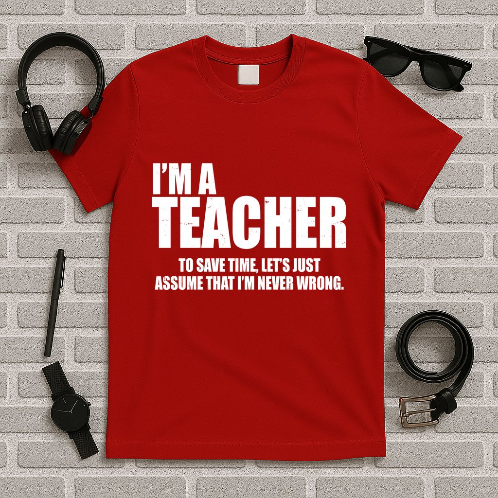 Funny Im A Teacher To Save Time Lets Just Assume That Im Never Wrong T-Shirt