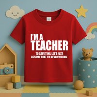 Funny Im A Teacher To Save Time Lets Just Assume That Im Never Wrong Toddler T-Shirt