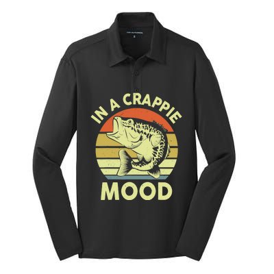 Fishing-Shirt In A Crappie Mood Fisherman Funny Bass Dad Silk Touch Performance Long Sleeve Polo