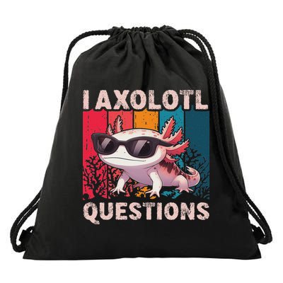 Funny I Axolotl Questions Retro Cute Drawstring Bag