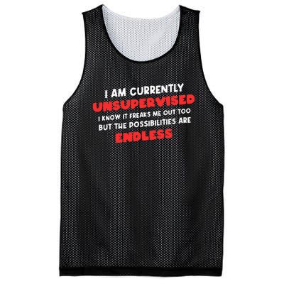 Funny I Am Currently Unsupervised I Know It Freaks Me Mesh Reversible Basketball Jersey Tank