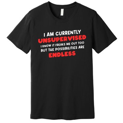 Funny I Am Currently Unsupervised I Know It Freaks Me Premium T-Shirt