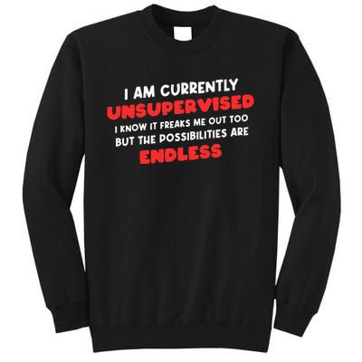 Funny I Am Currently Unsupervised I Know It Freaks Me Tall Sweatshirt