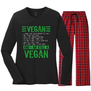 Funny I Am Still A Vegan Vegetarian Healthy Love Haters Women's Long Sleeve Flannel Pajama Set 